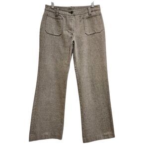 J Crew Pants Womens 8 Brown Speckled Wide Leg Flat Front Zip Stretch Pockets